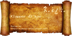 Klapper Ákos névjegykártya